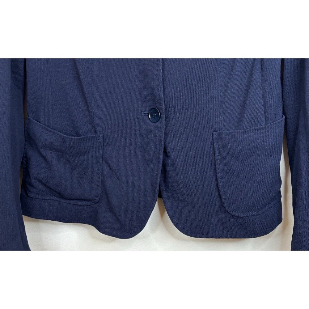 TALBOTS Blazer Navy Blue Women 10 Single Breasted Cotton Jacket Nautical Office - Picture 5 of 14